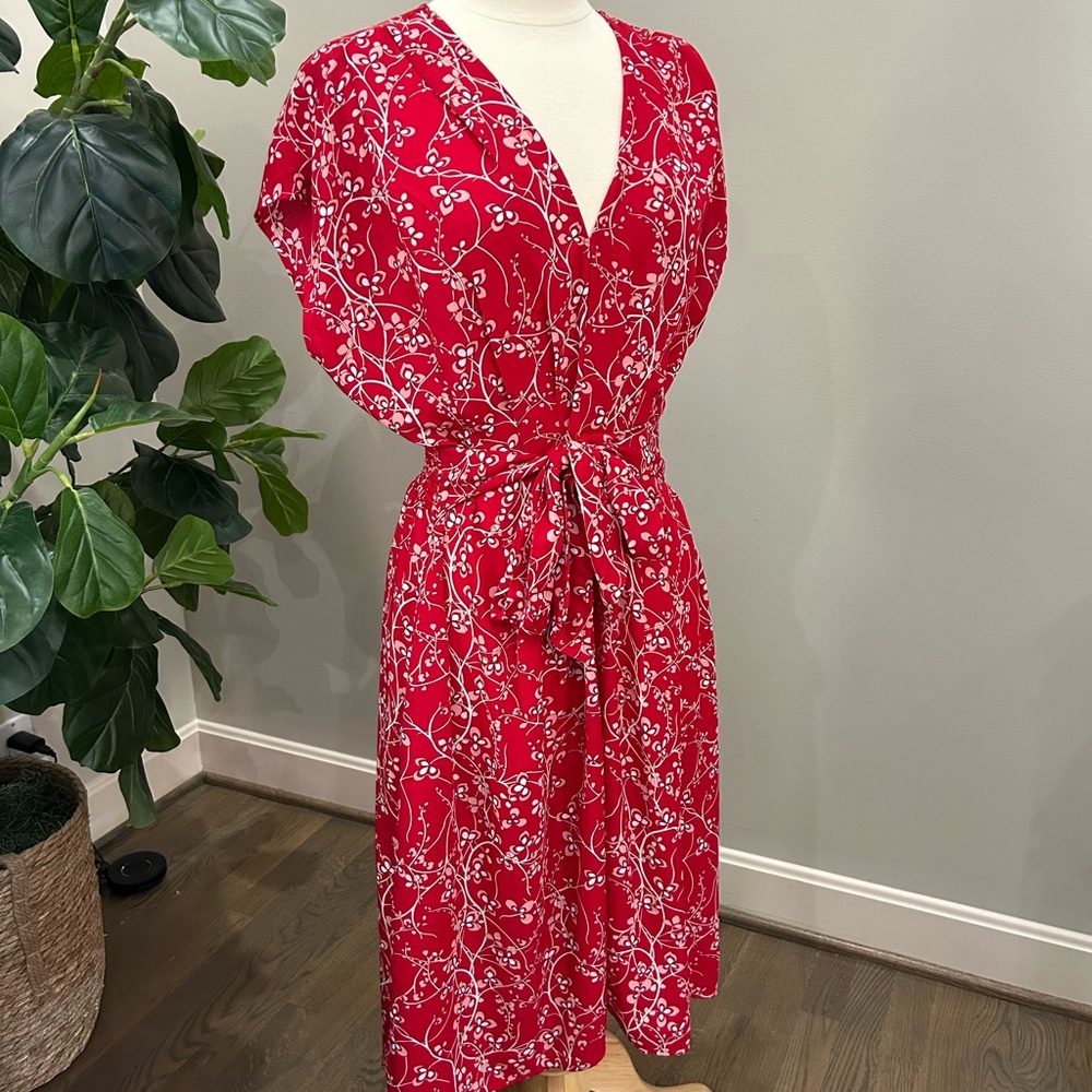 Max Studio Red and White Midi Dress